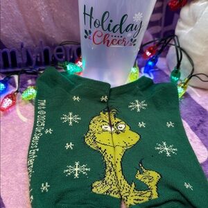 The Grinch Green Snowflake Socks With Holiday Cheer Tumbler